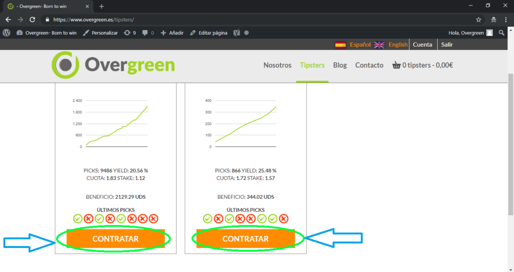 Contratar tipster overgreen